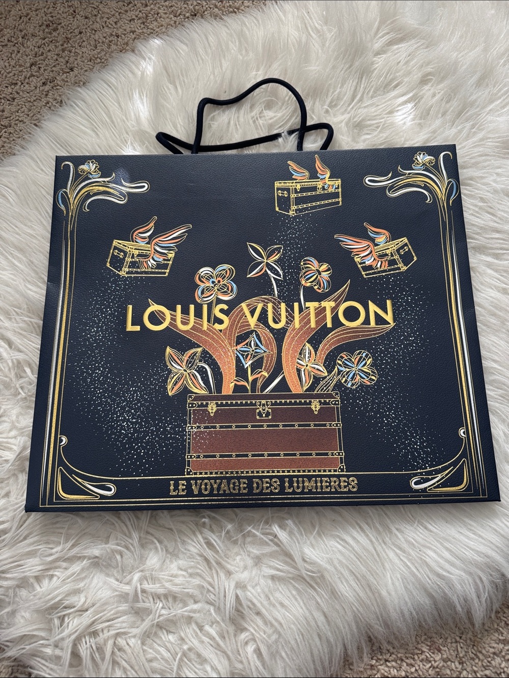 Louis Vuitton Navy and Gold Decorative Tote Bag
